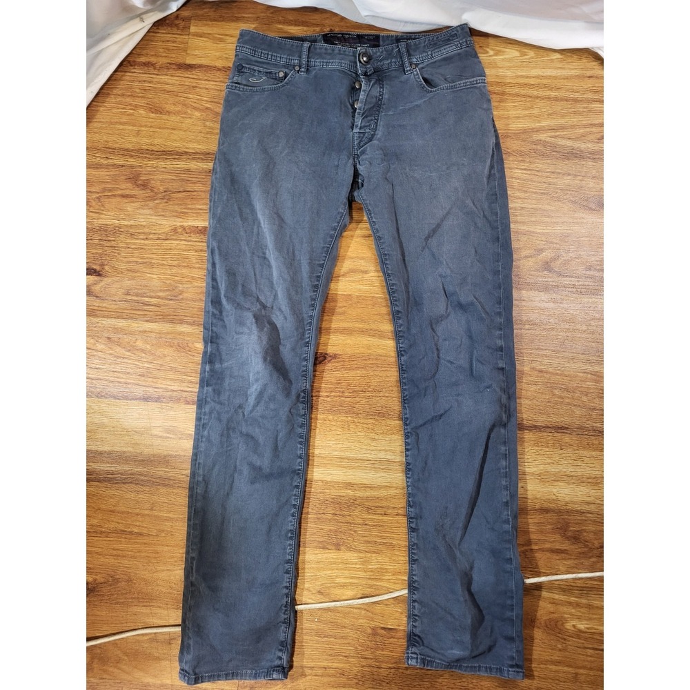 Jacob Cohen Style 688 C Blue Button Fly Khaki Jeans Made in Italy Sz 33x32 Flaw